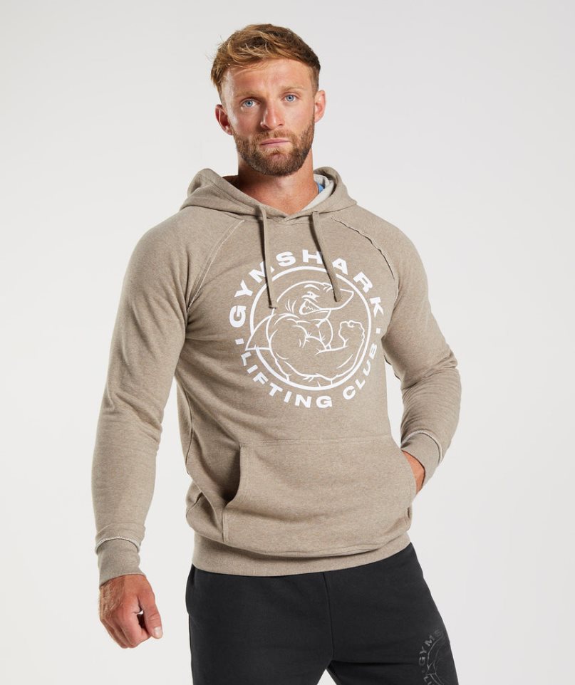 Men\'s Gymshark Legacy Hoodie Beige | CA 5D0NA1